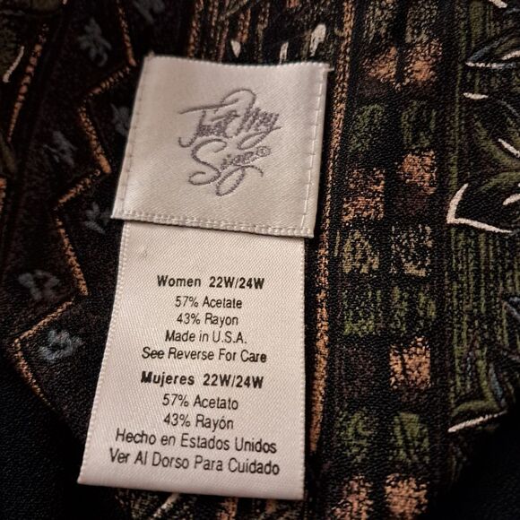 Just My Size Top Women's 22W/24W Green Asian Earthy Bohemian Evening Formal Y2K - Picture 5 of 9